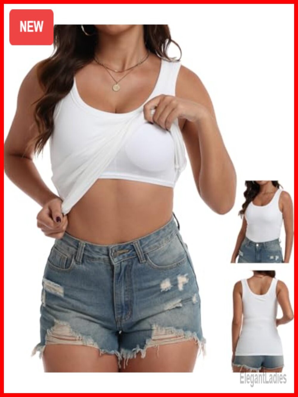 Women's Ribbed Fitted Racerback Tank Top with Built-in Bra Sleeveless Cami